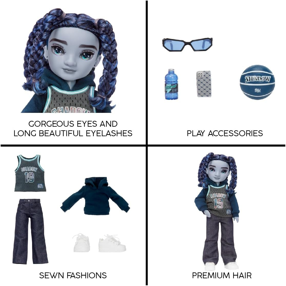 Rainbow High Shadow High Series 3 - Oliver Ocean - Blaue Modepuppe - Junge - Modisches Outfit og mehr as 10 Bunte Spielaccessoires - Ideal for Kinder fra 4-12 Jahren og Sammler