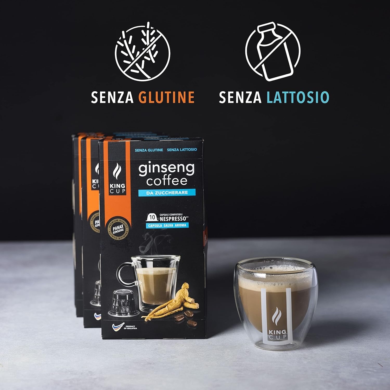 - 5 pakker med 10 Zuckerfreier Ginseng-kapsler, 50 kapsler 100 % kompatible med Nespresso-System von Ginseng-drik, glutenfri og Lactosefrei