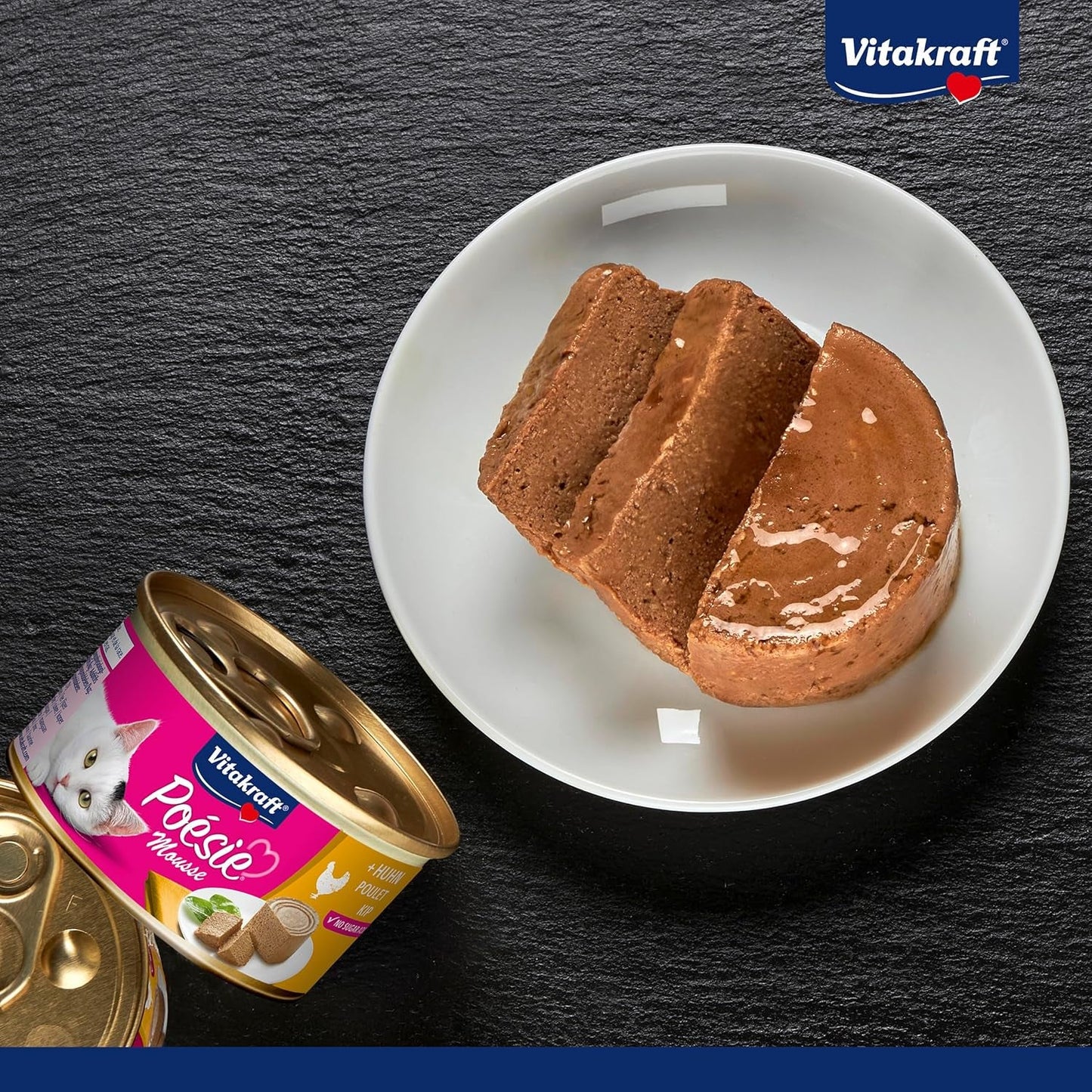 Vitakraft Poésie Mousse, våd kattefoder, luftigt skum, med kylling, uden tilsat sukker eller korn (12 x 85g)