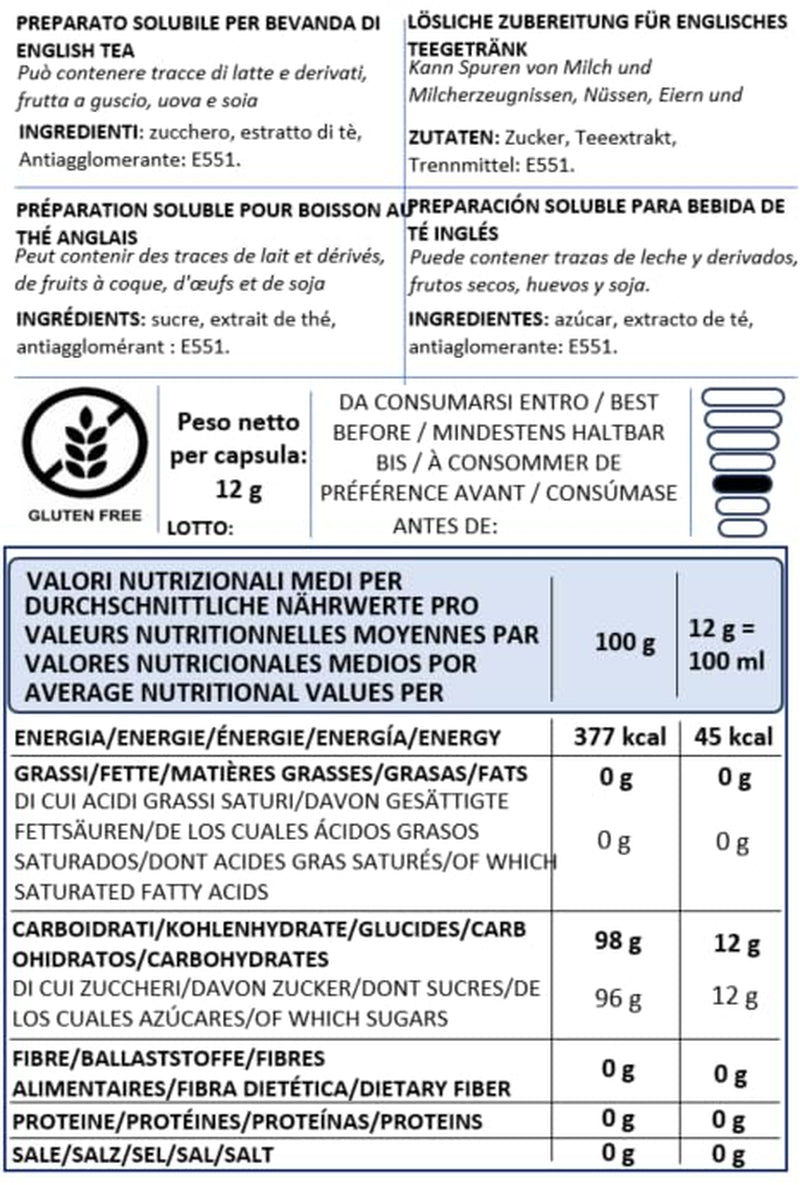 Caffè Vulcanus - 60 kapsler teblanding, smag: Engelsk te, ferskente, citronte og bærte - kapsler kompatible med Nescafe Dolce Gusto