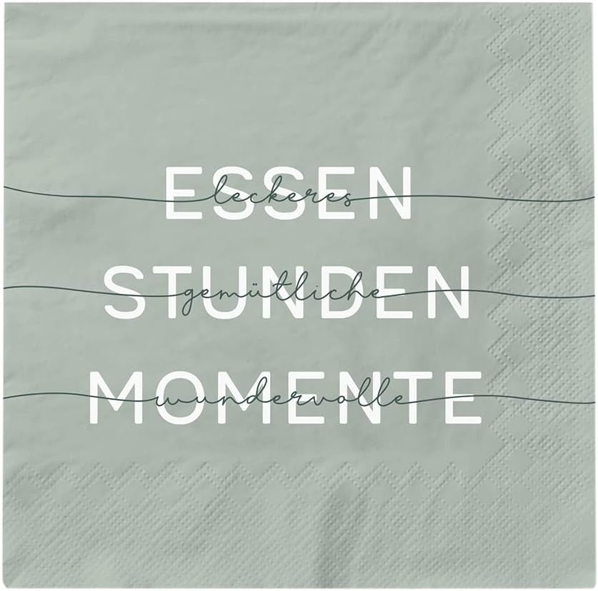 Grafik Werkstatt Serviettes Mit Spruch Groß | 20 stk | 16,5 X 16,5 cm | Grøn | Mad, timer, øjeblikke