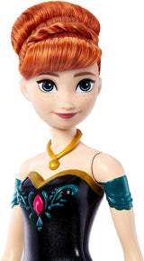 Mattel Toys Disney Frozen Anna syngende modedukke i ikonisk outfit synger "For første gang" fra Disney-filmen på engelsk, fransk, tysk, italiensk, JDL59
