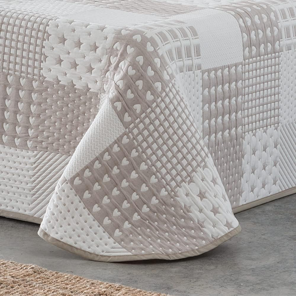 VIALMAN Colcha Bouti Ligera Sengetæppe Sofia 21, polyester bomuld, beige, Cama 150: 250 X 270 Cm Senge og tæpper Besuche den VIALMAN-Store