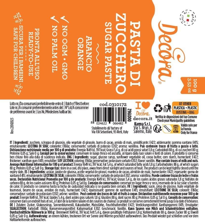 0310172 ORANGE FONDANT 100 G Sukkerpasta Naty Shop