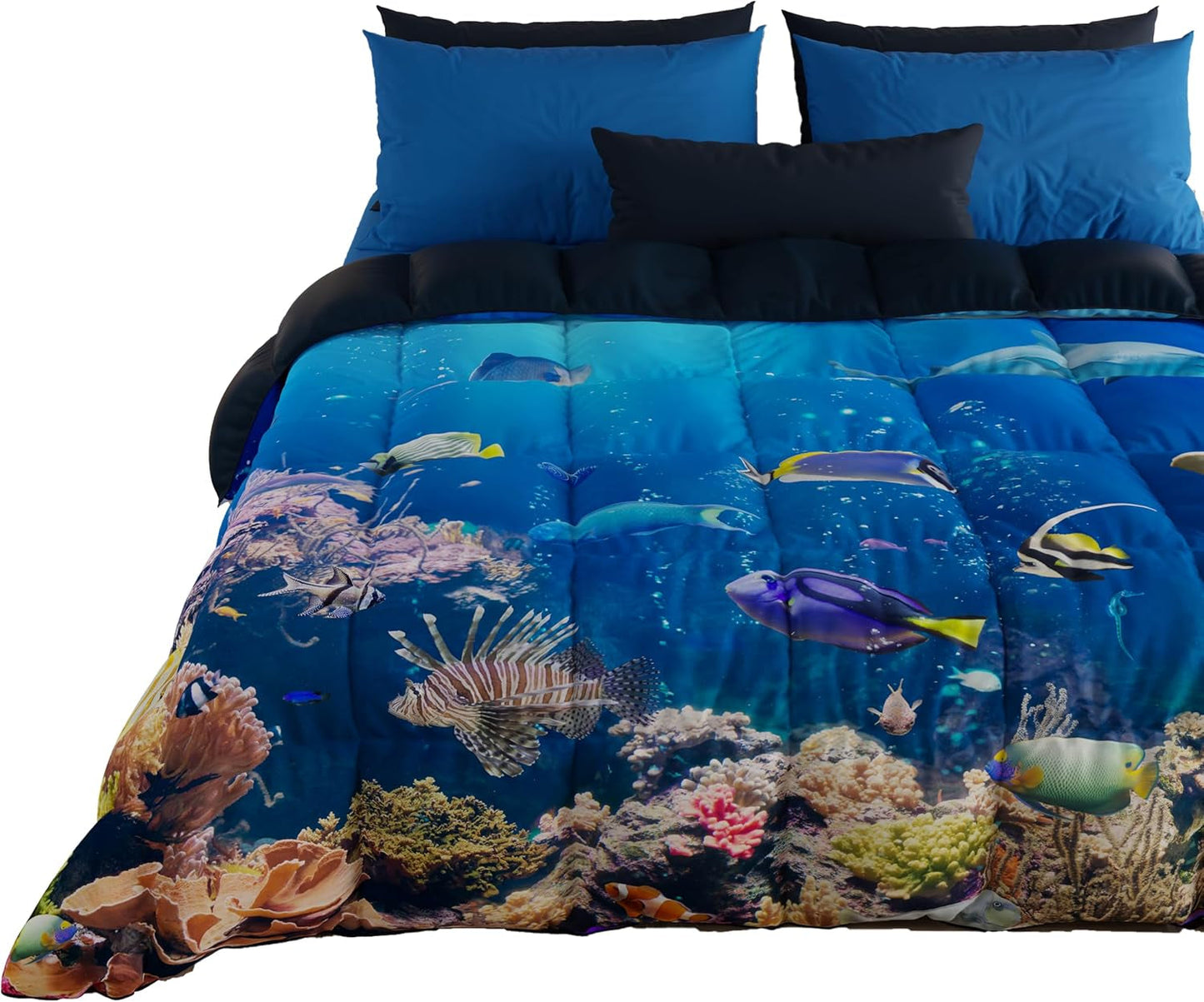 PETTI Artigiani Italiani dynebetræk til dobbeltseng, 100% Made in Italy, Akvarietæpper og dyner Naty Shop Acquario 160 X 190 Cm