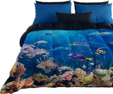 PETTI Artigiani Italiani dynebetræk til dobbeltseng, 100% Made in Italy, Akvarietæpper og dyner Naty Shop Acquario 160 X 190 Cm