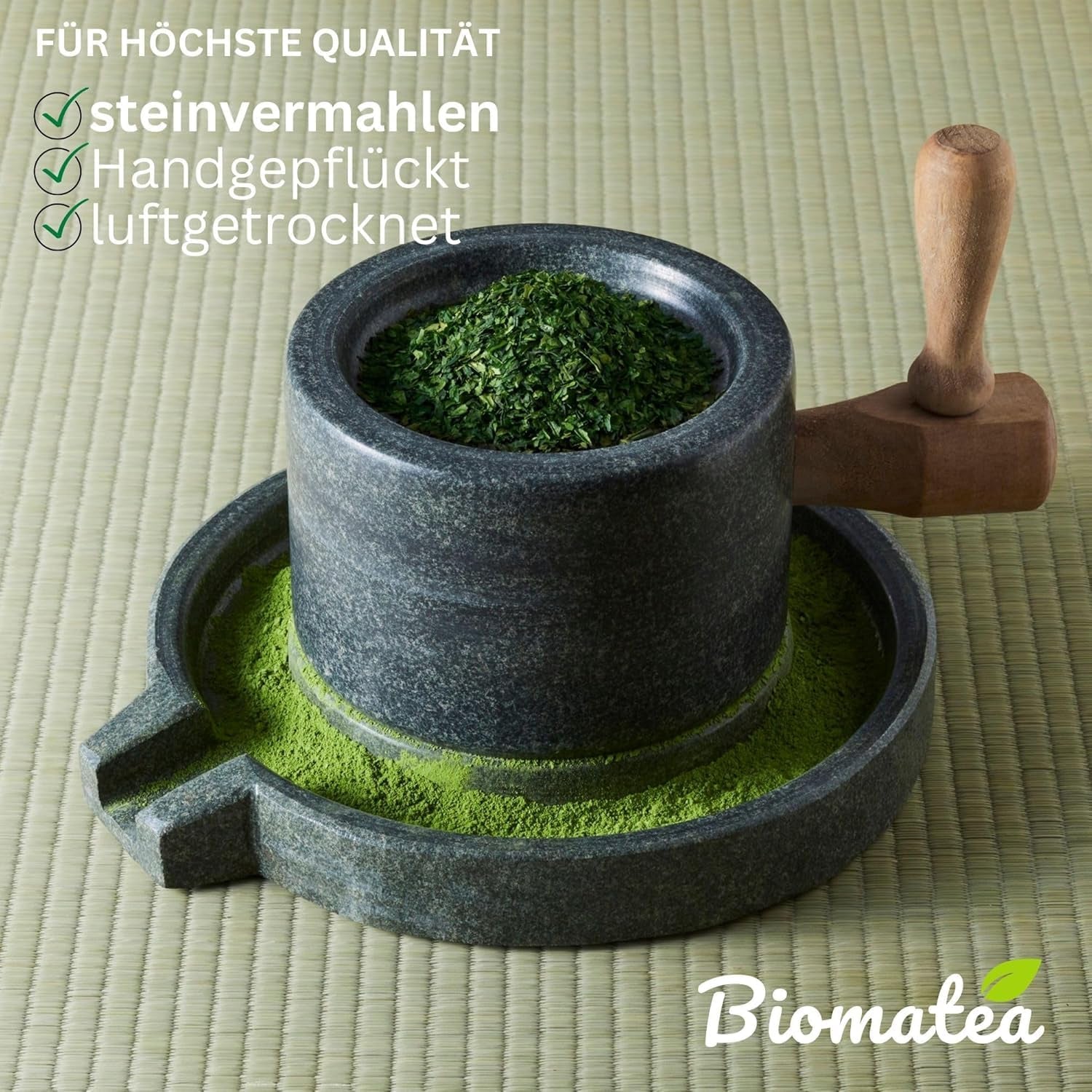 Sakura Matcha te 50 g - ceremoniel kvalitet fra Japan - Premium grøn te med Sakura blomsterpulver - Første høst, stenmalet, vegansk, ingen tilsætningsstoffer