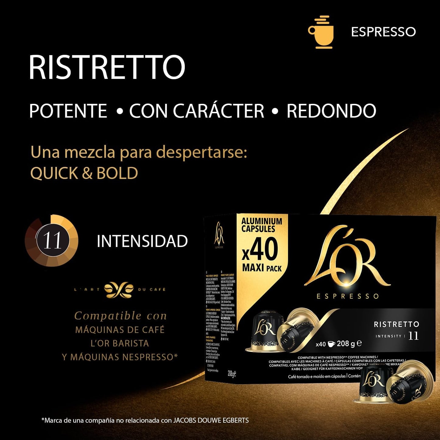 kapsel af aluminium, Ristretto, Intensität 11, 40 Stück, 208 g