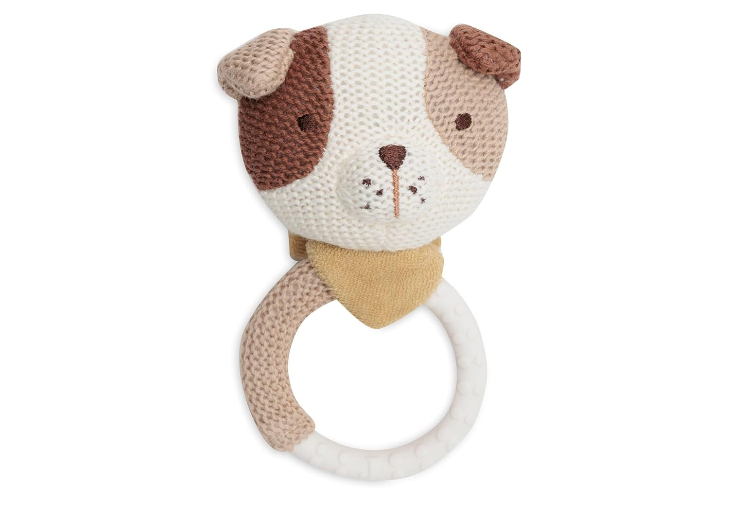 Jollein Baby Teether - Mick - Tandlægehjælp - BPA Fri - Strikket Hundehoved - Silikone Bringning - Babylegetøj - Lindrer tændingssmerter