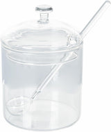 300 ml transparent borosilikatglas med låg og ske Godmorgen