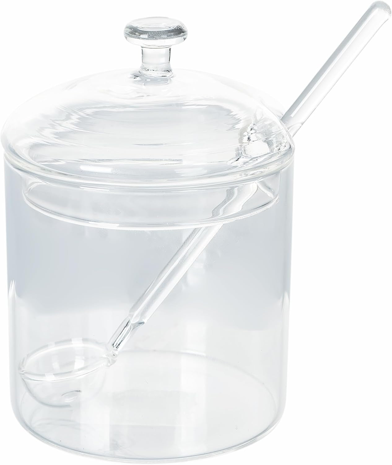 300 ml transparent borosilikatglas med låg og ske Godmorgen