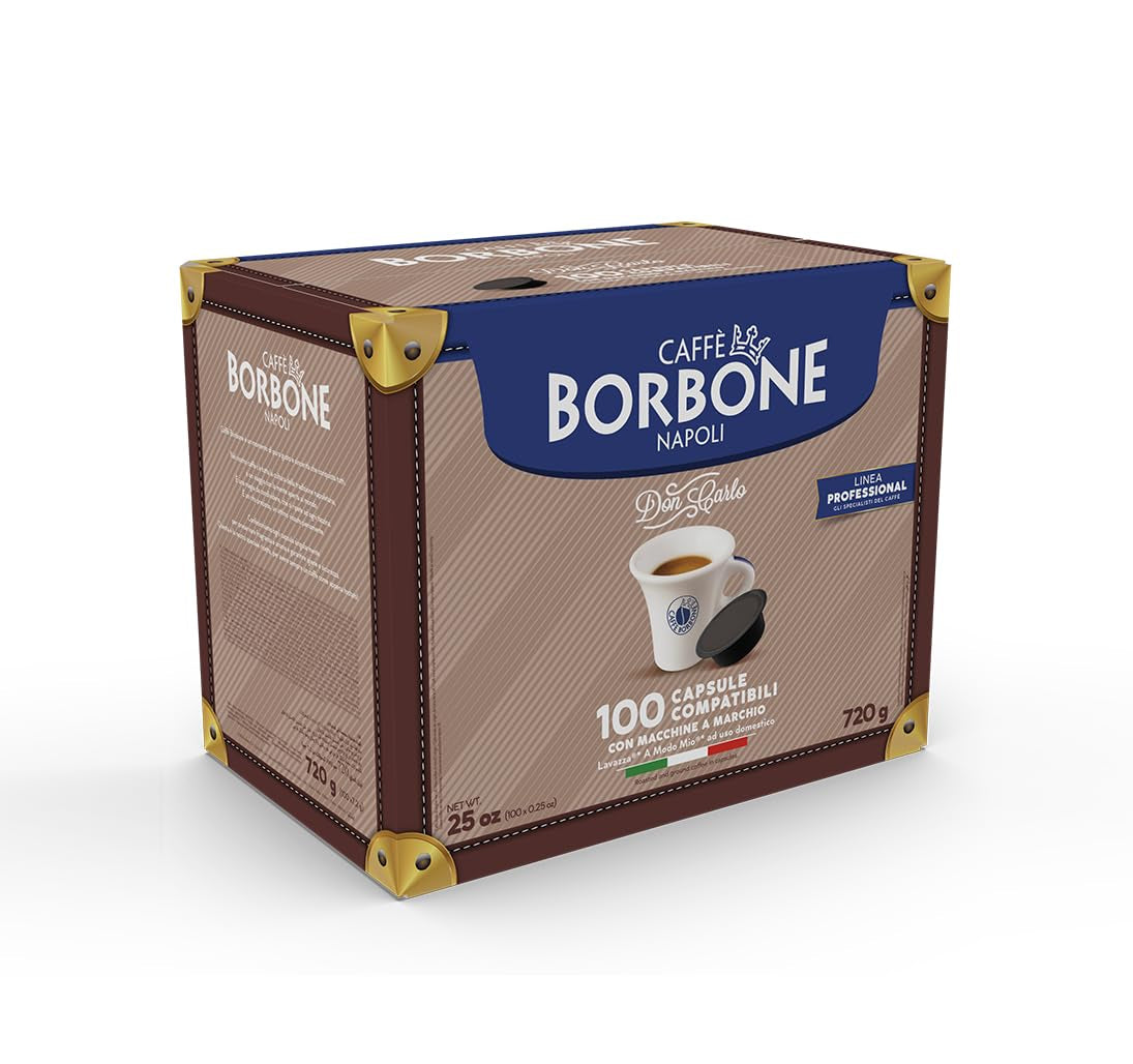 Caffè Borbone Kaffee Kapseln Don Carlo, Blue Mischung - 100 stk - Kompatibel med Kaffeemaschinen der Marke Lavazza®* A Modo Mio®*