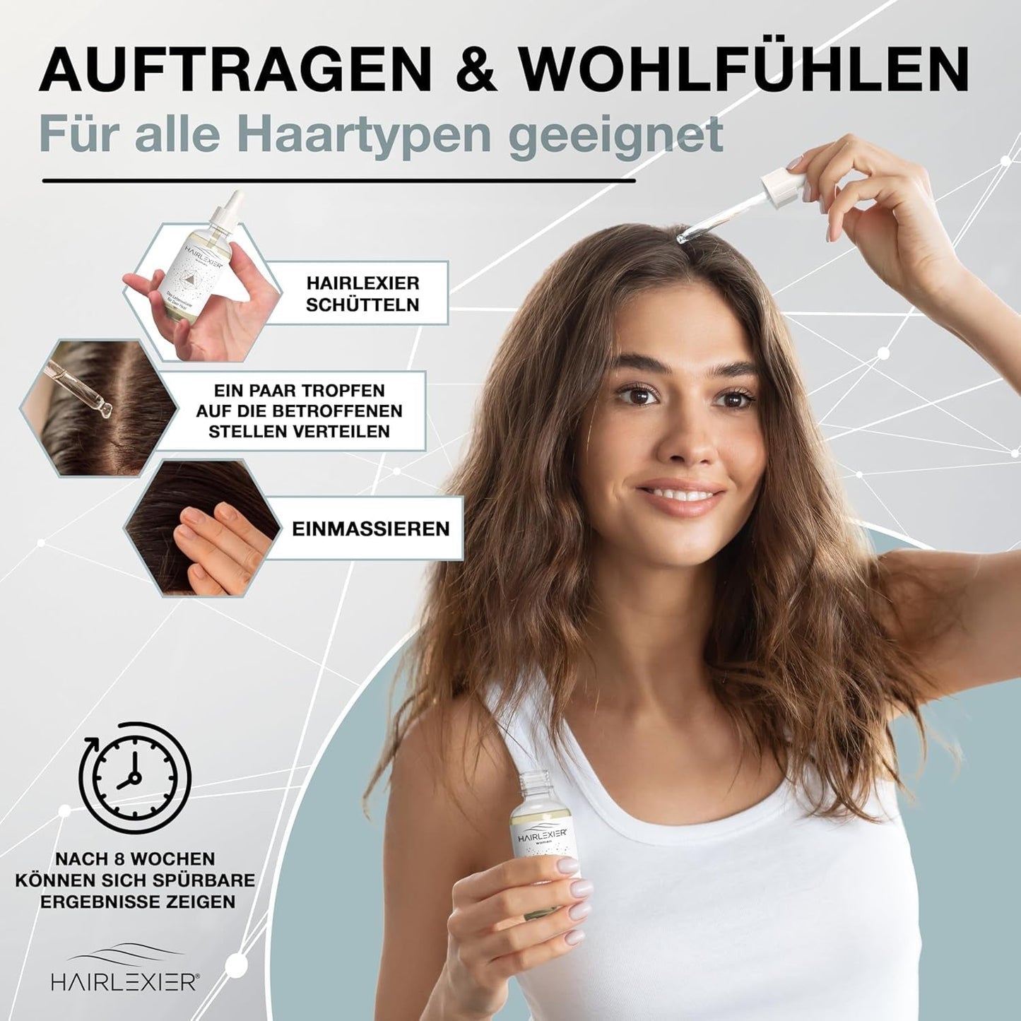 Hairlexier-hårvækstmiddel til kvinder - rosmarin-hårolie, ricinusolie-hårolie, lavendelolie, naturligt hårserum mod diffust hårtab, understøtter hårvækst, vegansk og økologisk + arbejdsbog Hårpleje Naty Shop