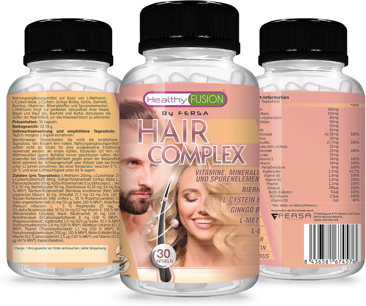 Healthy Fusion Haircomplex, effektiv mod hårtab, 30 kapsler Hårpleje Naty Shop