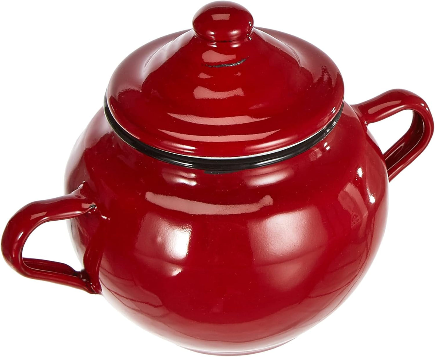 Roja krukke med låg, 0,5 l, rødemaljeret stål, 10 x 10 x 20 cm, 2 stk.