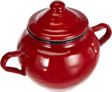 Roja krukke med låg, 0,5 l, rødemaljeret stål, 10 x 10 x 20 cm, 2 stk.