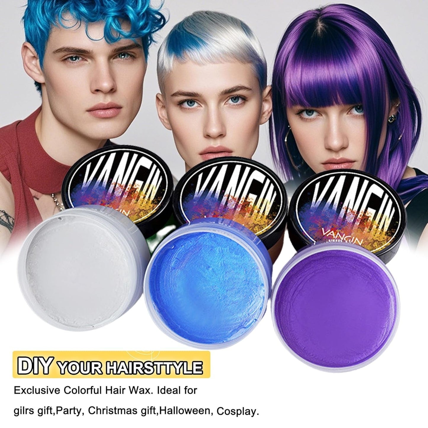 Grøn midlertidig hårfarve, styling af hårfarve til mænd, kvinder, naturlig hårpomade, hårfarvevoks til fest, cosplay og halloween, jul, creme midlertidig hårfarve (100 g, grøn) Naty Shop hårfarve