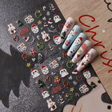 Jul 3D negle stickers 4 ark 5D negle stickers Stereoskopiske negle stickers dekorationer Negle Design Accessories