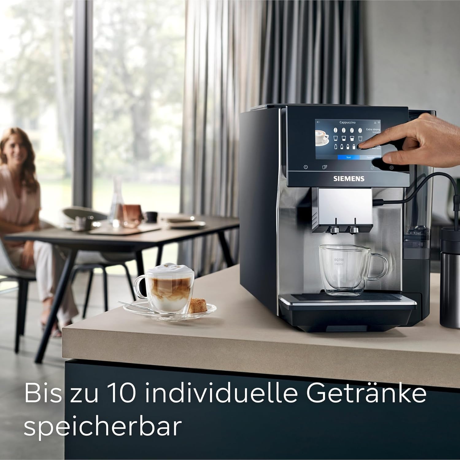 Automatisk espressomaskine Siemens EQ700 classic TP715D01, app-kontrol, koldbryggning, intuitiv touch-display, op til 10 individuelle kaffekreationer som favoritter, automatisk damprensning, 1500 W, sølvgrå