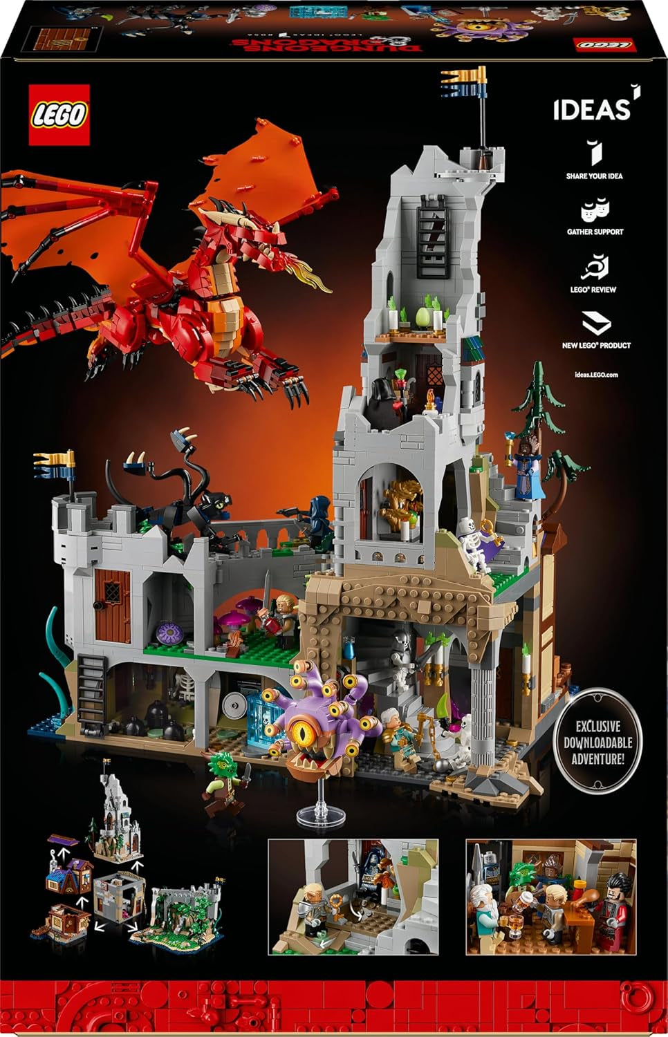 LEGO Ideas Dungeons & Dragons: The Saga of the Red Dragon, byggesæt til voksne, fangehuller og drager gaveideer til fans, fantasibyggesæt, kreativ aktivitet 21348 byggesæt Besuche den LEGO-Store
