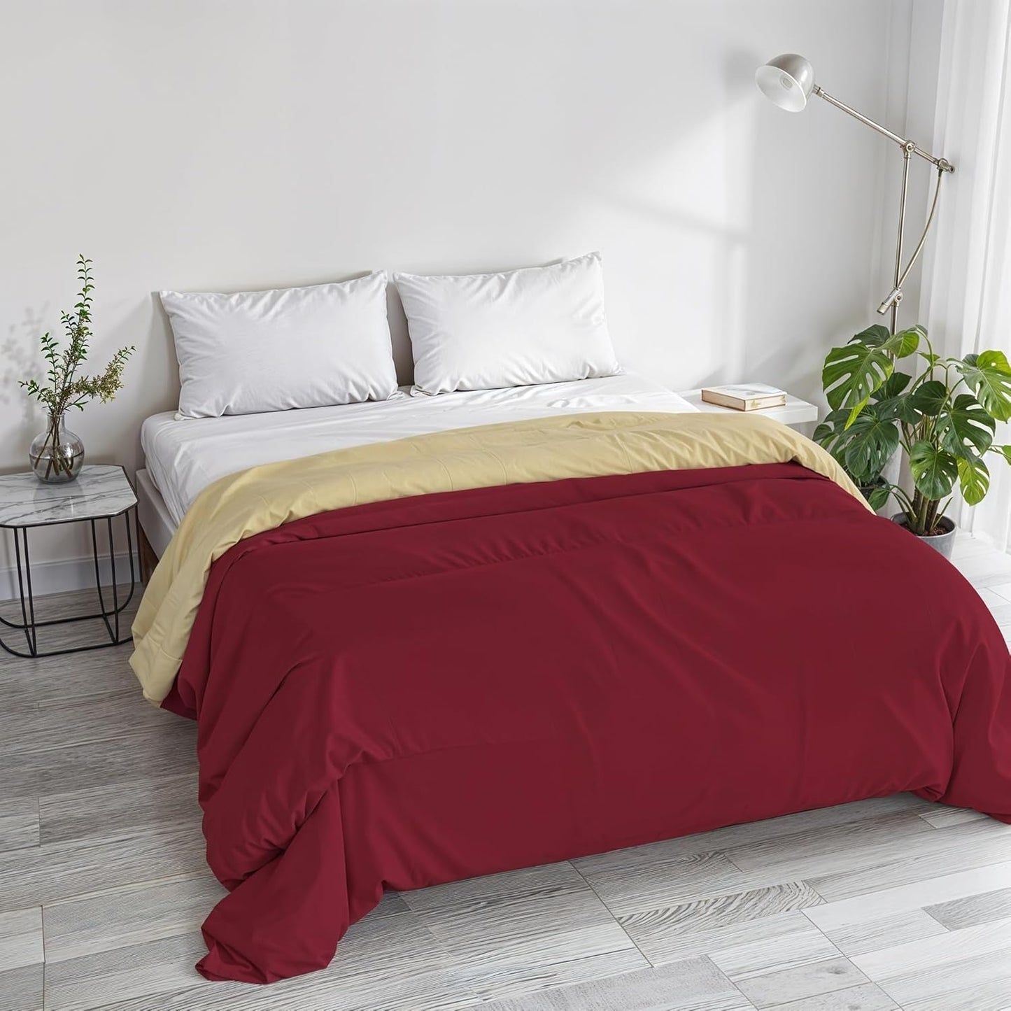 Grundlæggende vinterdyne, ensfarvet og foret, mørkegrøn/creme, 200X245Cm Naty Shop Dyner og dyner Bordeaux/creme 250X245Cm