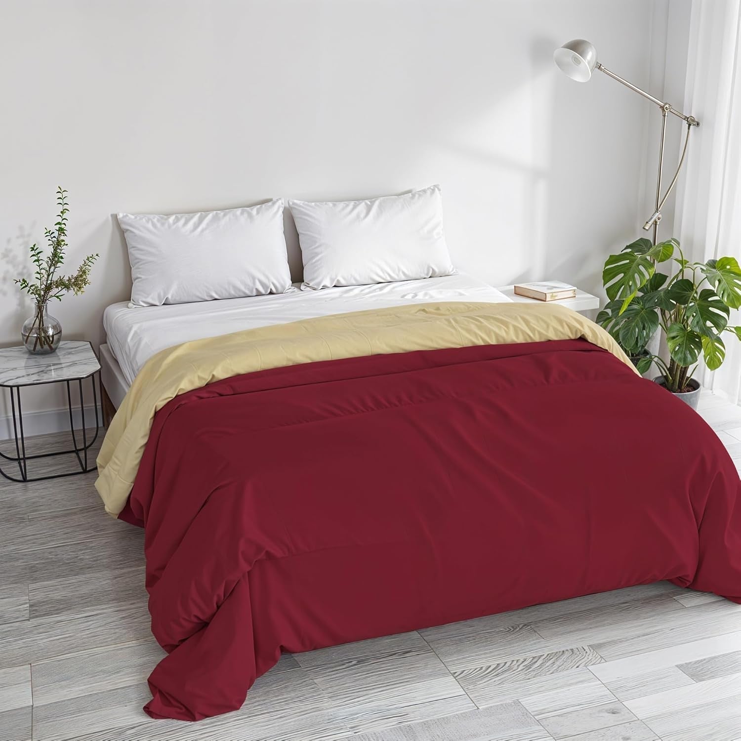Grundlæggende vinterdyne, ensfarvet og foret, mørkegrøn/creme, 200X245Cm Naty Shop Dyner og dyner Bordeaux/creme 250X245Cm