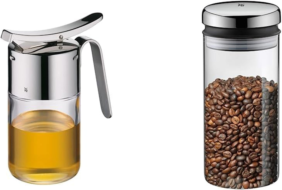 WMF Barista sirup/honning dispenser 240 ml, glasopbevaringskrukke & beholder 1L, Højde 21,5 cm, Opbevaringskrukke med låg, Kaffebønnebeholder, Kornkrukke, Fødevareopbevaringskrukke med bred fyldåbning Fødevareopbevaringsbokse Naty Shop Opbevaringsbokspakke