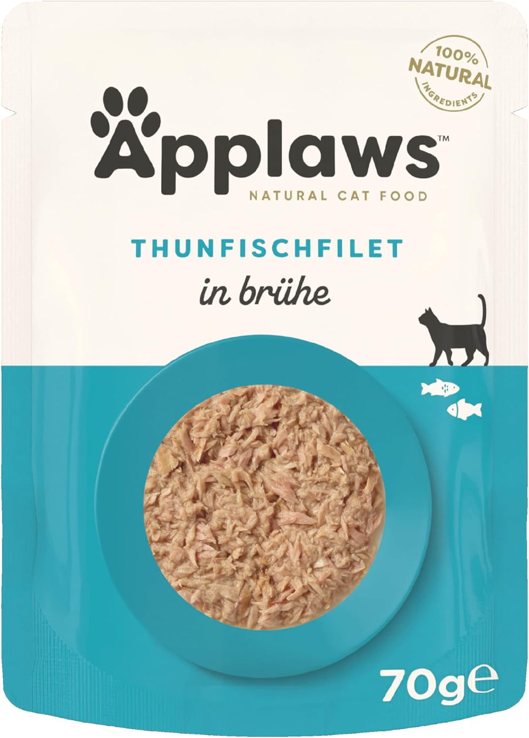 Applaws 100 % naturlig våd kattefoder tunfileter i bouillon - pakke med 12 70 g poser