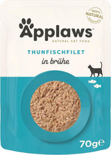 Applaws 100 % naturlig våd kattefoder tunfileter i bouillon - pakke med 12 70 g poser