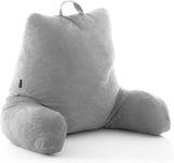 InnovaGoods Huglow læsepude med armlæn til sofa, seng og tæppe, læsepude med lændestøtte og bærehåndtag, ergonomisk, forebygger ubehag og smerter, grå