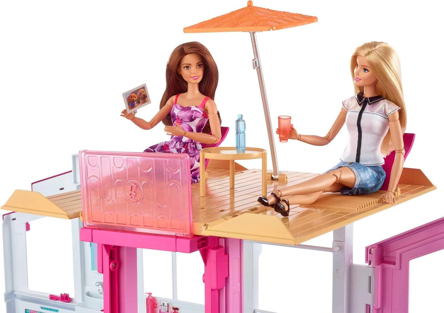 Barbie Dream House, 3-etagers 5-værelses rækkehus, inkluderer tilbehør som møbler, sammenfoldelig og opbevaring, legetøj for alderen 3 og opefter, DLY32