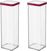 Rotho Loftsæt med 5 opbevaringskrukker med låg, forskellige størrelser, BPA-fri madplast (PP), klar/rød, (21,4 x 21,4 x 23,5 cm) Naty Shop 2 L firkantede madopbevaringsbokse (2 stk.)
