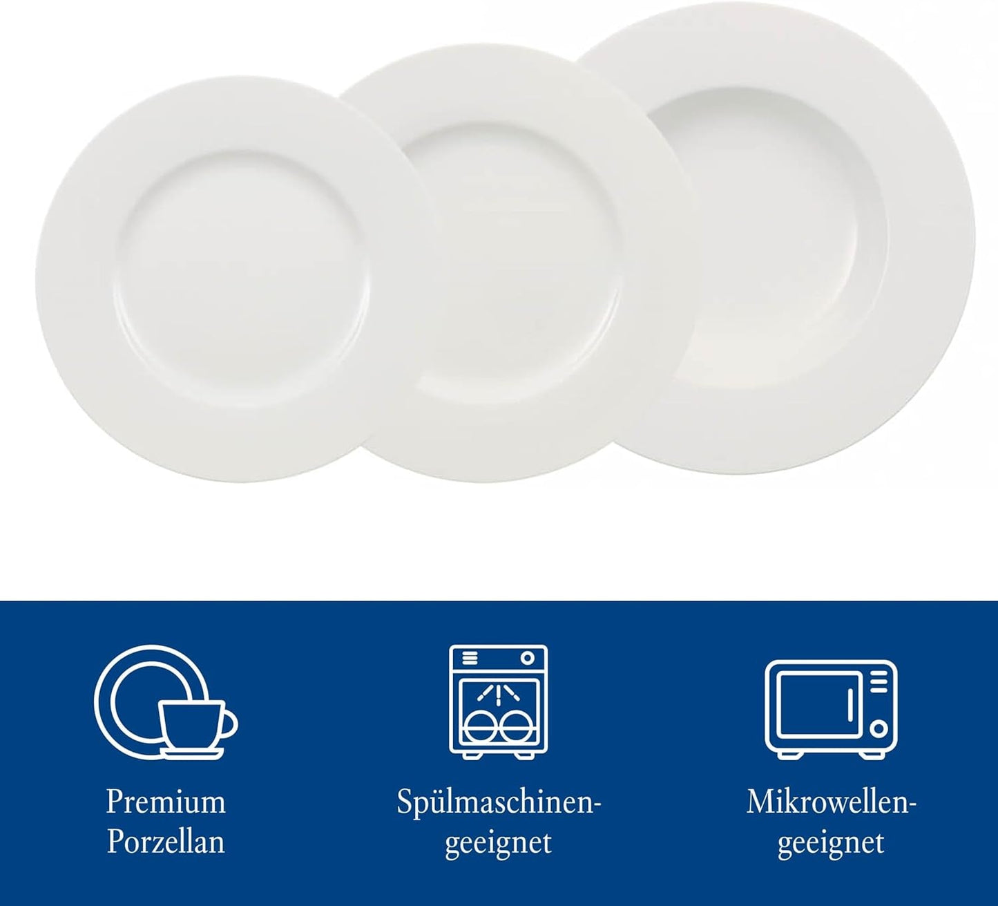 Villeroy & Boch Wonderful World 12-delt porcelænssæt, tåler opvaskemaskine og mikroovn, hvid, tallerkener, porcelæn, middagstallerkener, sæt, moderne porcelænssæt, premium porcelæn