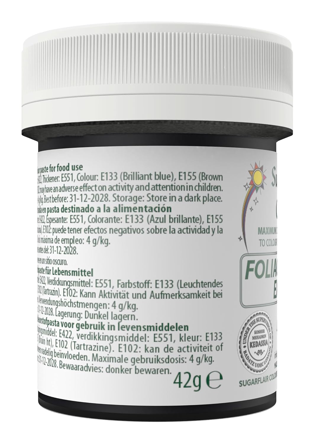 Sugarflair Max Concentrated Foliage Green Food Coloring, Højkoncentreret Marcipan og Fondant Food Coloring, Max Concentrate Pasta Coloring - 42g