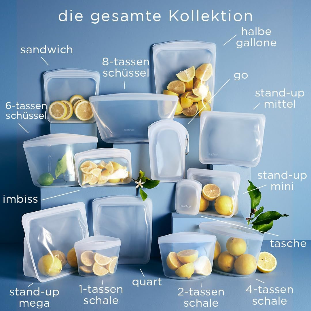 Stasher Bag Premium Silikone Genanvendelig Mad Taske Halv Gallon Blå Holdbar Ovn Opvaskemaskine Fryser Sikker Miljøvenlig Madpakke Mad Prep 1893ml Mad Opbevaringsbokse Naty Shop
