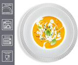 Ritzenhoff & Breker Sofia Tafelservice 12-teilig, Speiseteller (26 cm) og Suppenteller (22 cm) til 6 personer, Tafel-Set mit feinem Rillenrelief, Fine-Dining-Geschirr, Porzellan, Weiß