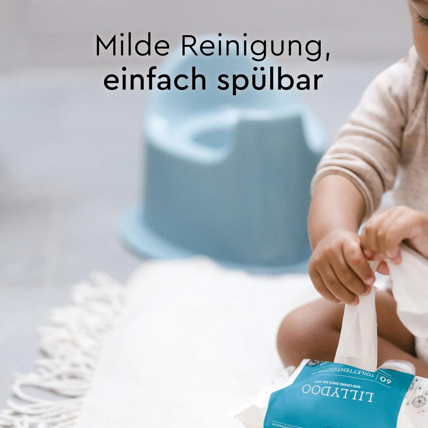 LILLYDOO vådservietter til toilet 720 stk (12 x 60) 100% plastfri, skyllebare servietter Parfumefri
