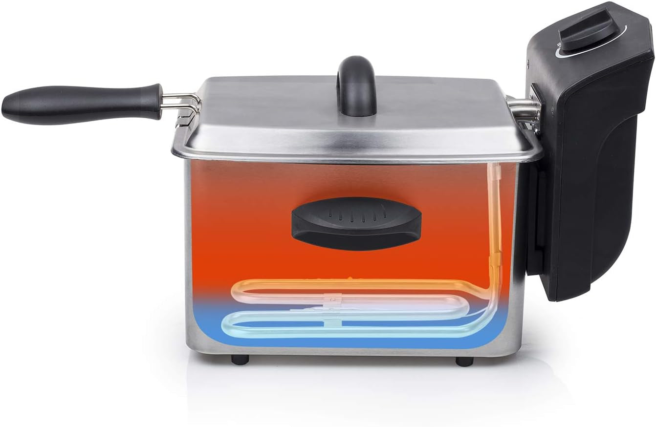 Tristar frituregryde i rustfrit stål - Med 2 liters kapacitet, koldzonefunktion og justerbar termostat op til 190°C, FR-6919, sølv Hvidevarer Naty Shop