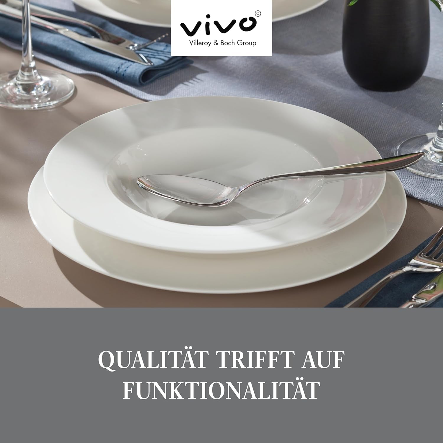 vivo - Villeroy & Boch Group - Basic hvidt 30 dele servicesæt, tåler opvaskemaskine og mikroovn, hvidt servicesæt, kaffestel, keramik, tallerkener, kopper, premium porcelæn
