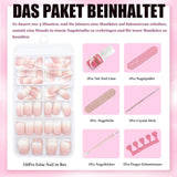 120 stk Nøgne lyserøde falske negle med neglelim - 12 størrelser Kort oval firkantet tryk på negle - smukke negle, lim på kunstige negle - velegnet til kvinders DIY negledesign (Squaval Pink Gradient)