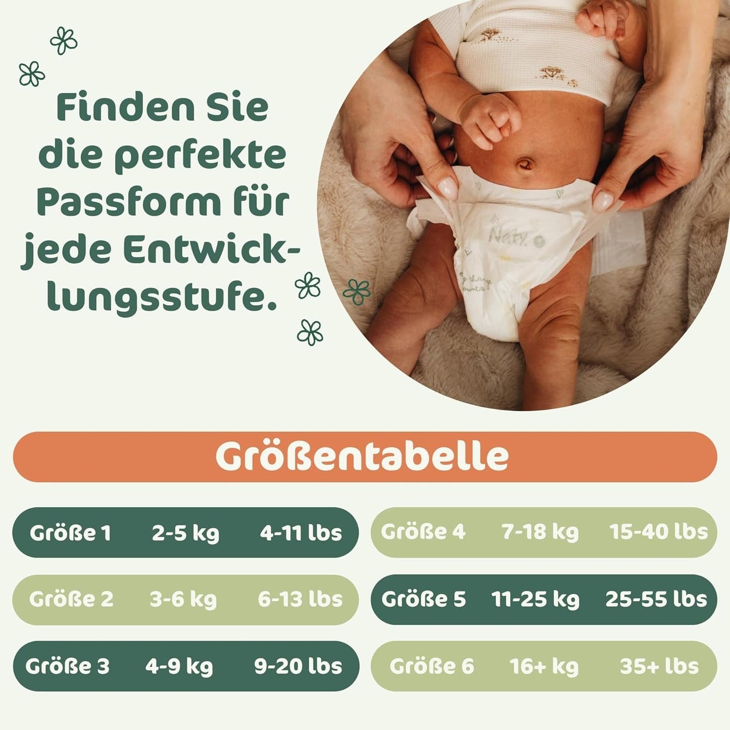 Naty BioEmbrace babybleer, størrelse 3 (4–9 kg) | 100% plantebaserede materialer, skånsomme mod huden | Åndbar blødhed, dermatologisk testet, fremragende absorption | 100 stk.