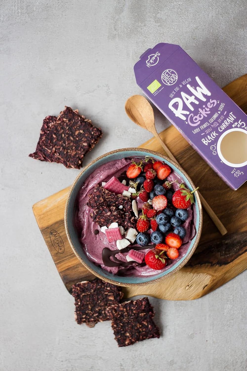 DIET-MAD RÅ Økologiske solbærsmåkager Sund snack Lækre kontorsmåkager Konserveringsfri 100 g (1 pakke)