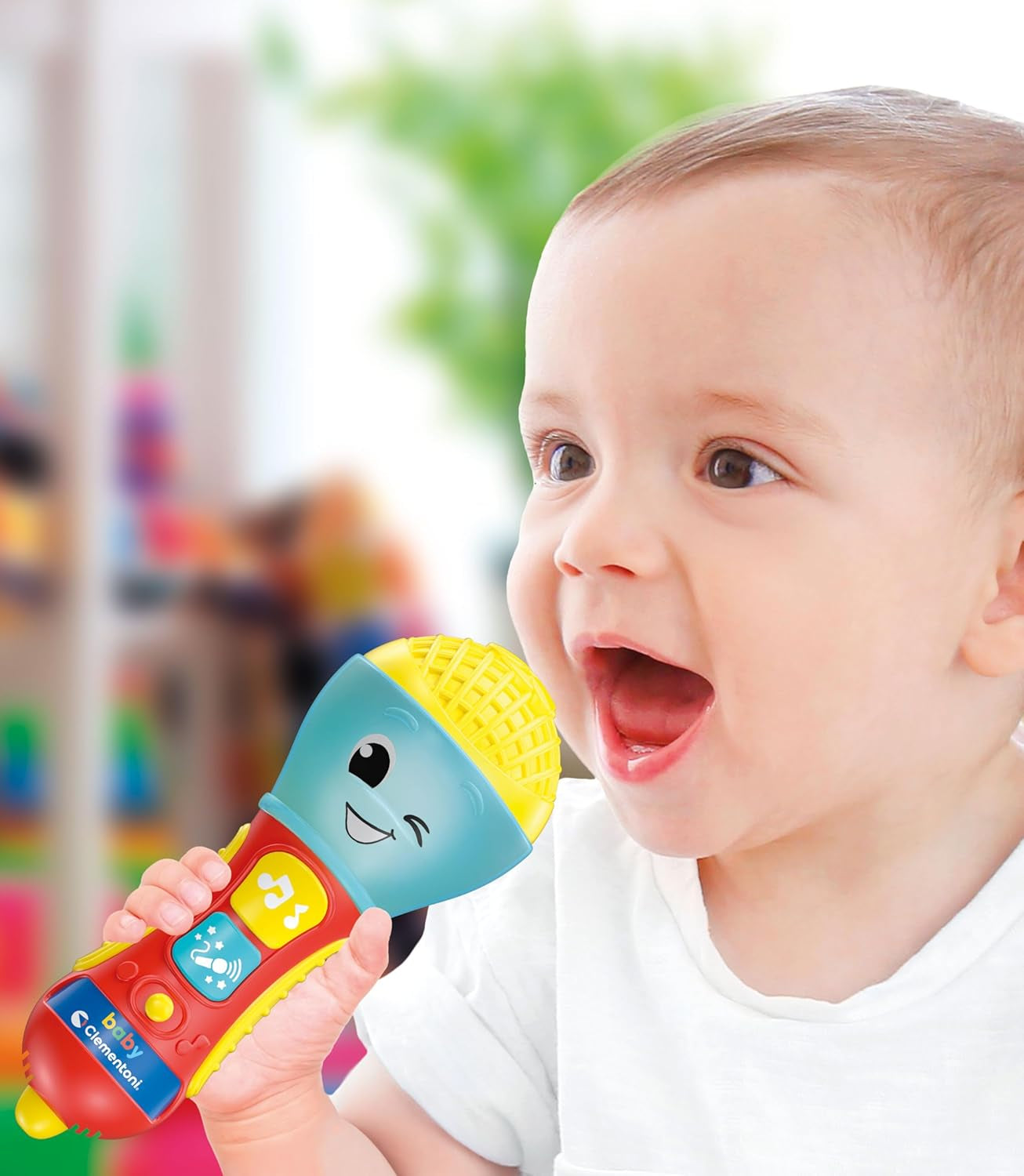 Clementoni - babymikrofon, elektronisk musikspil til tidlig børn, legetøj 10-36 måneder, aktivitetscenter med lys og lyde, 17931 babylegetøj Naty Shop