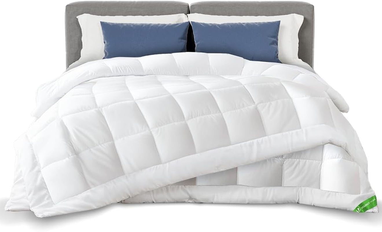 VOUNOT Dyne 155X200Cm, 4 Seasons Vinterdynesæt á 2 500GSM, bestående af 2 dyner knyttet sammen Tilpasningsdyne til sommer og vinter, Oeko-Tex Standard dyner og dyner Naty Shop 4 sæsoner tæppesæt á 2 220X240Cm
