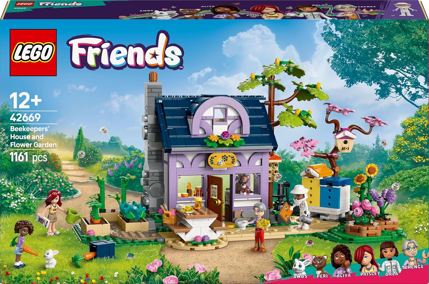 LEGO Friends Hus og Blomsterhave Biavlerbyggesættet Naturlegesæt Gave til piger 12+ Bygbare modelsæt 4 minifigurer og dyrefigurer Kat og kanin 42669 Byggesæt Besuche den LEGO-Store
