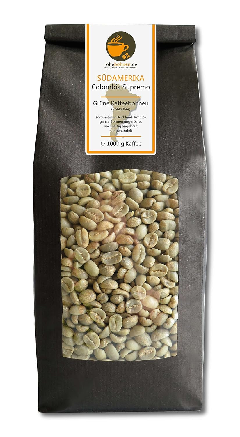 Rå kaffe - Green Highland Coffee Colombia Supreme (grønne kaffebønner 1000g) - GMP certificeret