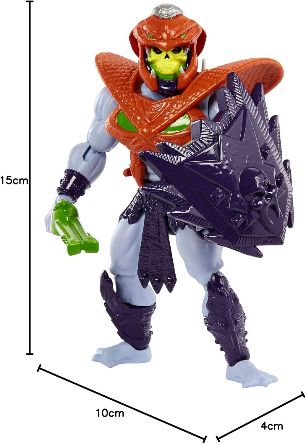 MASTERS of the UNIVERSE Snake Armor Skelet - 16 bevægelige led, retro emballage, mini tegneserie, for børn 6+ og voksne samlere, HKM68 Action Figures Naty Shop