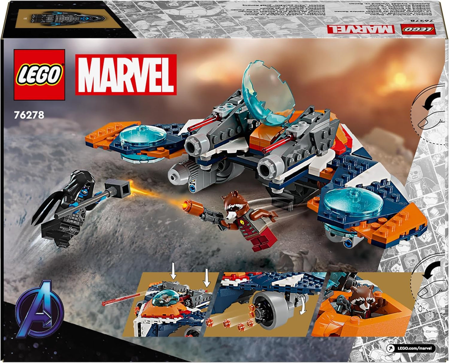 LEGO Marvel Rockets Rumskib vs. Ronan bygbart rumskibssæt Guardians of the Galaxy Superheltefigur Legetøjsgave til drenge og piger 8 år 76278 Byggesæt Besuche den LEGO-Store