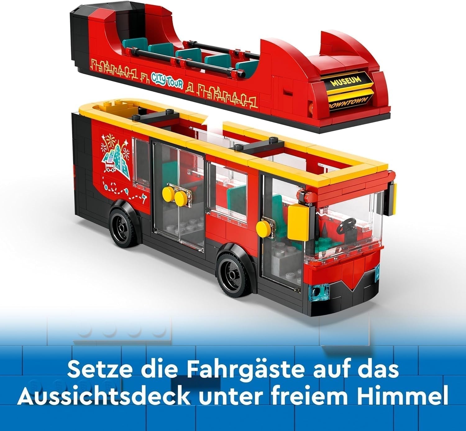 LEGO City dobbeltdækkerbus, dobbeltdækker legetøjsbus, køretøjssæt til piger og drenge fra 7 år, indeholder 5 figurer, inklusive en baby i barnevogn 60407 Byggesæt Besuche den LEGO-Store