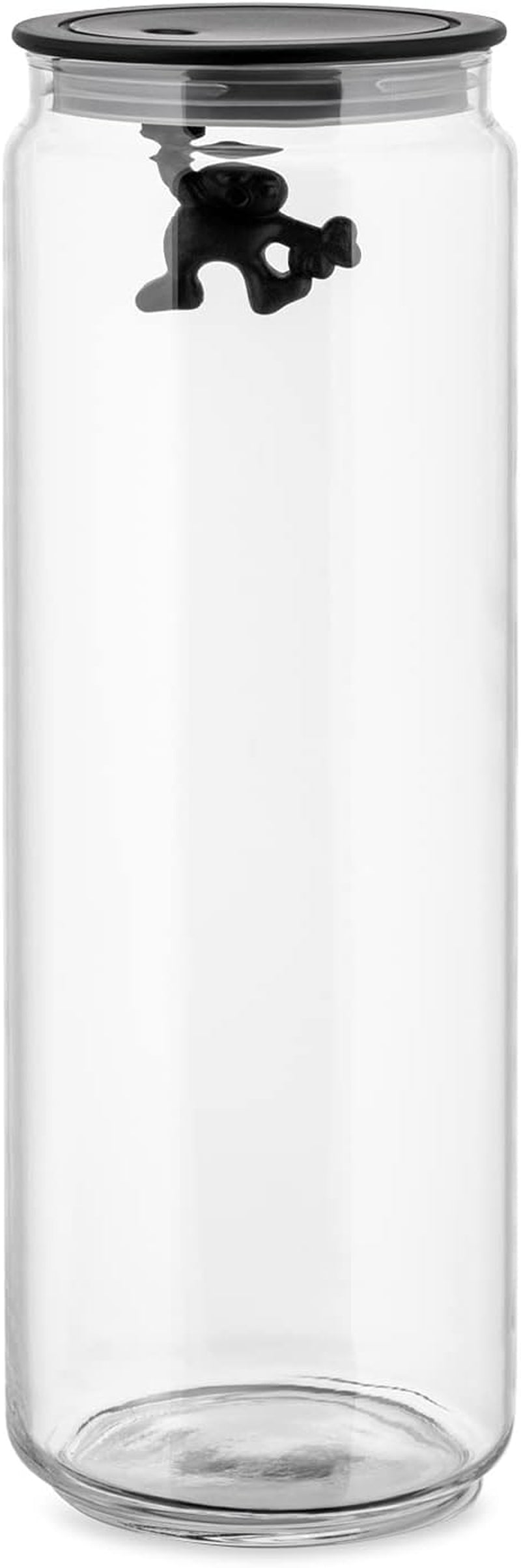 Alessi "Gianni" køkkenkrukke i glas med forseglet låg, termoplastisk harpiks, sort, 27,5 x 13,5 x 28 cm Madopbevaringsbokse Naty Shop-glas, sort 27,5 x 13,5 x 28 cm